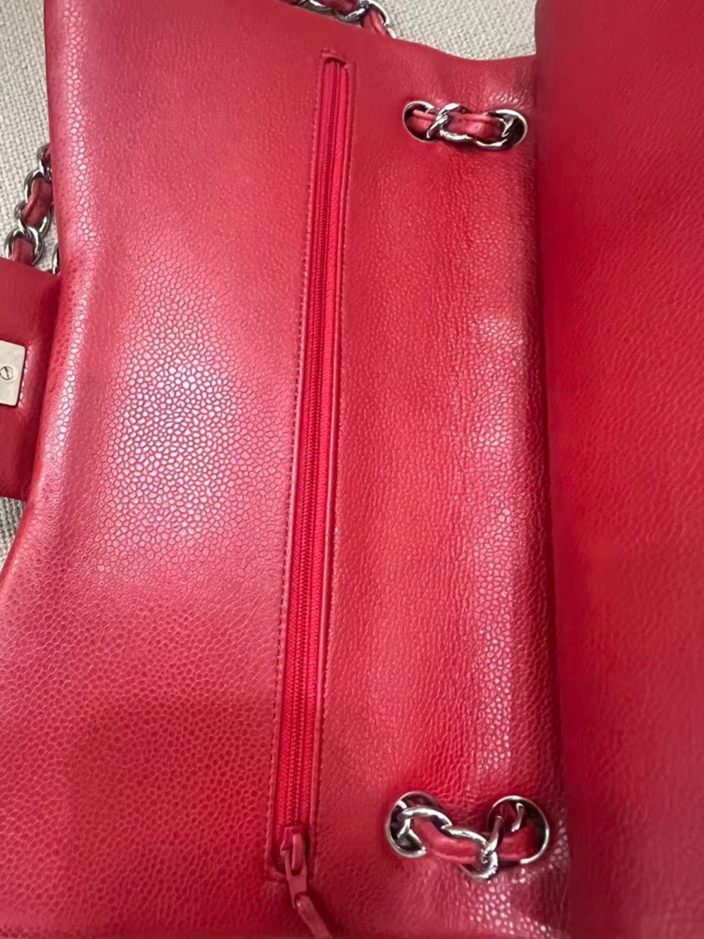 Chanel Caviar Quilted Jumbo Double Flap Red - Picture 12 of 16